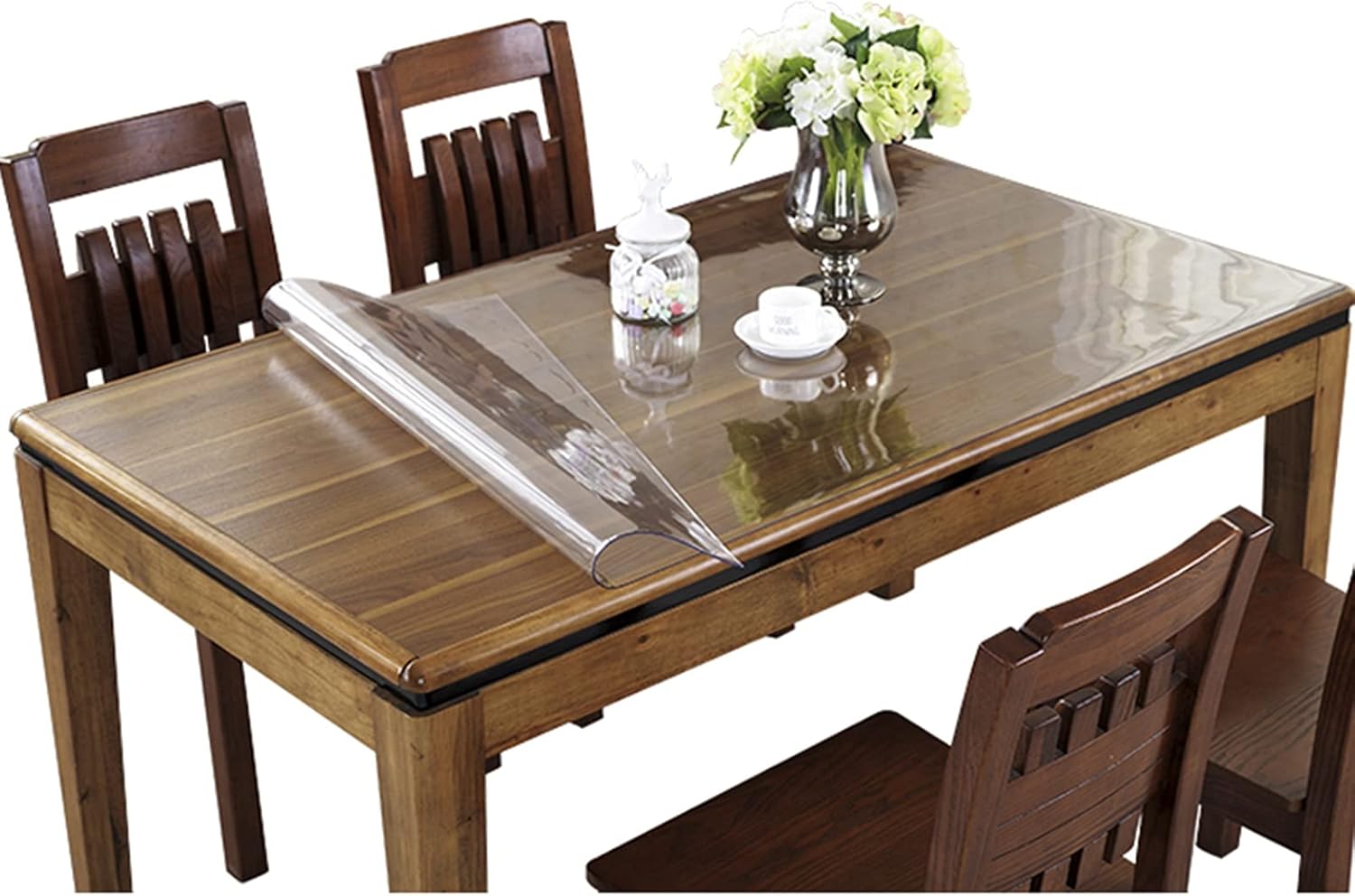 Mantel de PVC transparente anti-caliente, protector de mesa rectangular impermeable, rollo de plástico de vinilo para el hogar, comedor, mesa de