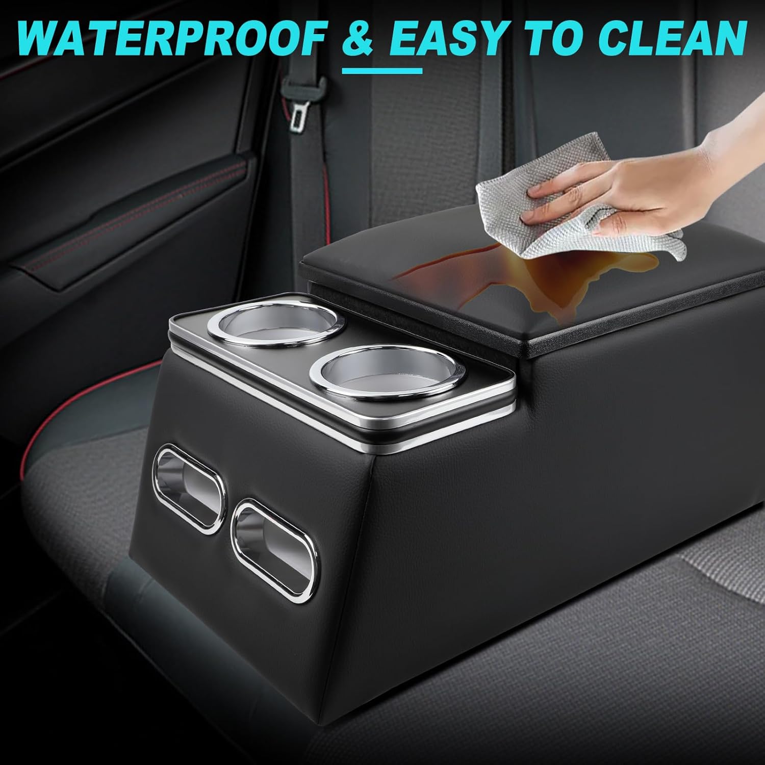 Organizador universal de consola central para automóvil con portavasos y soporte para teléfono, consolas de asiento trasero con reposabrazos, caja