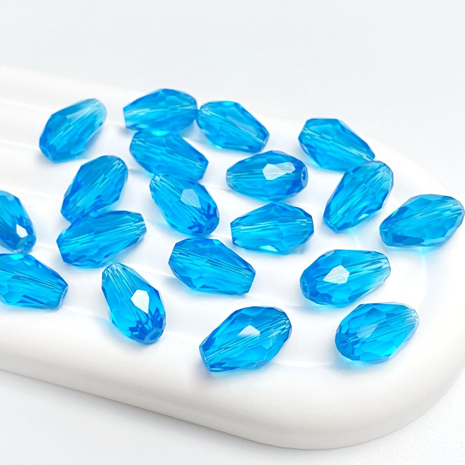 100 cuentas de cristal de lágrima de 0.236 x 0.315 pulgadas, forma facetada, agujero vertical, cuentas de vidrio sueltas, manualidades, pulseras,