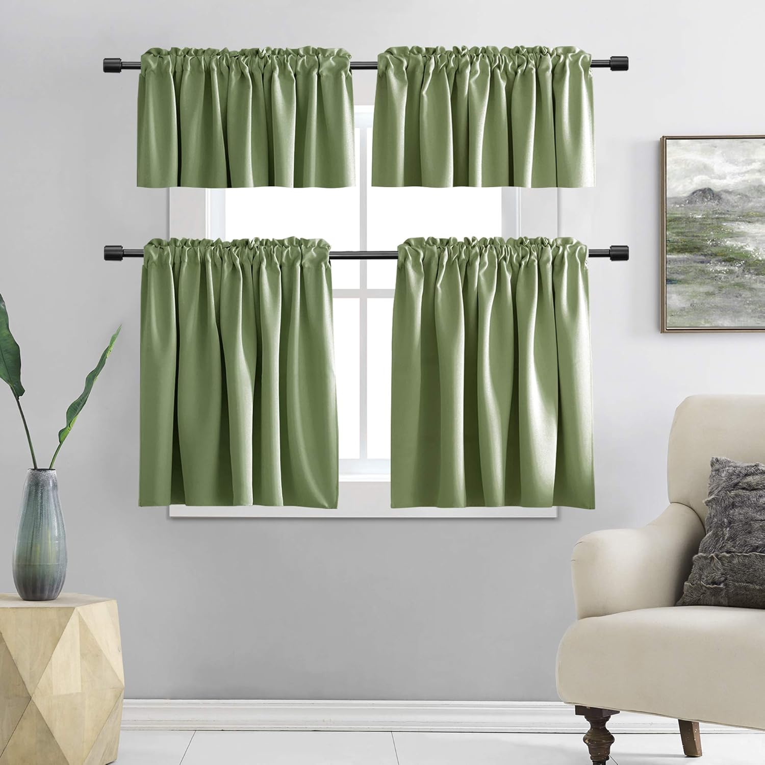 DONREN – Cortinas blackout de 2 paneles con bolsillo para cortinero