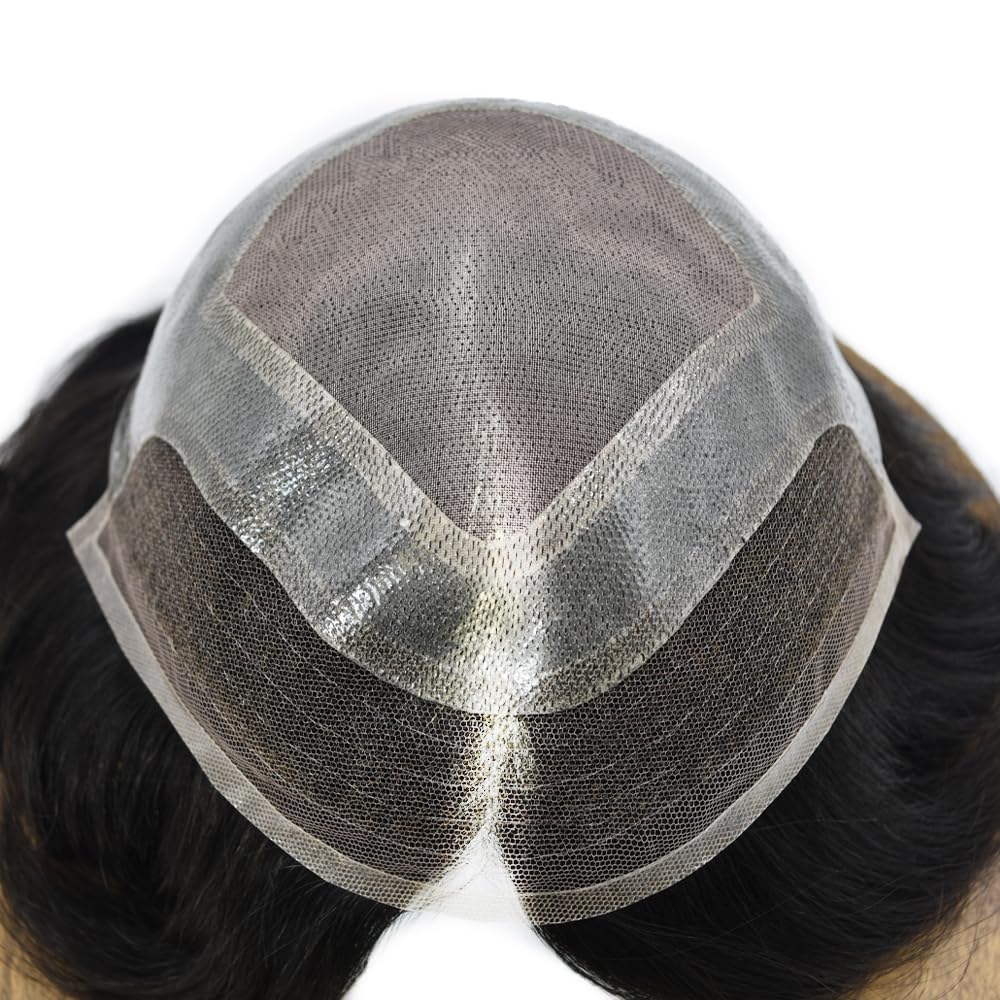 Durable Hombres Sistema de Cabello Francés Encaje Frente Mens Toupee Cabello Humano Pieza Natural Línea Línea Fina Mono Sistema de Reemplazo de