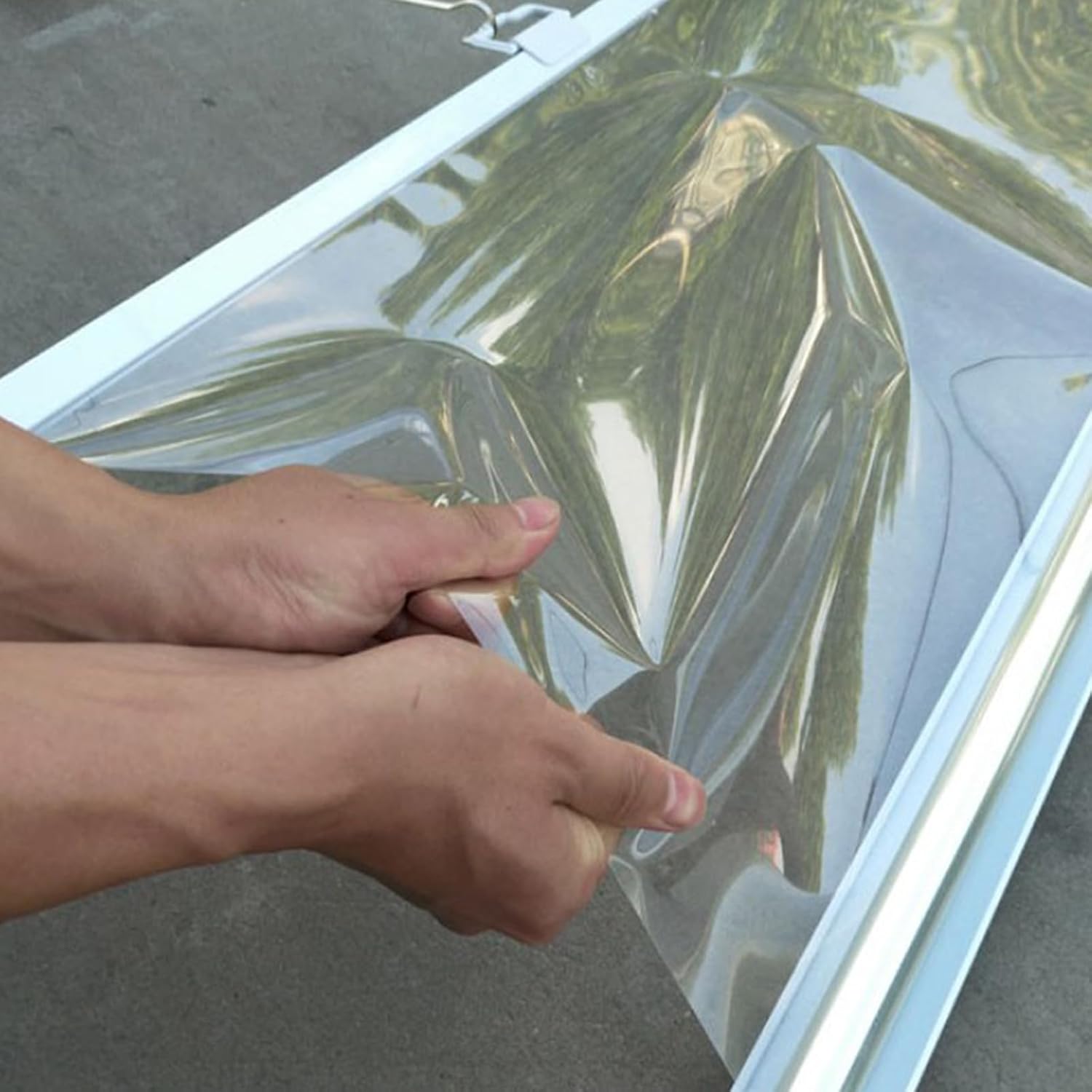 Persianas enrollables transparentes impermeables, a prueba de polvo, se mantienen frescas, persianas de plástico transparente sin cordón con asa,