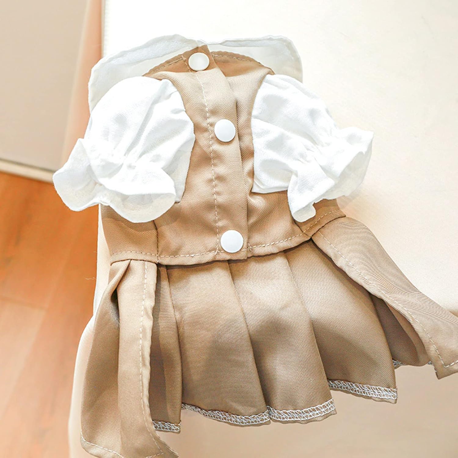 Cuello de muñeca para perro, elástico, exquisita artesanía, ropa de poliéster para cachorro, con botón retro, compatible con gato