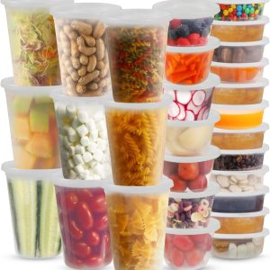 Klex Recipientes para delicatessen con tapas herméticas, sin BPA, de plástico pesado, para preparación de comidas, para sopa, congelador, Klex Recipientes para delicatessen con tapas herméticas, sin BPA, de plástico pesado, para preparación de comidas, para sopa, congelador,