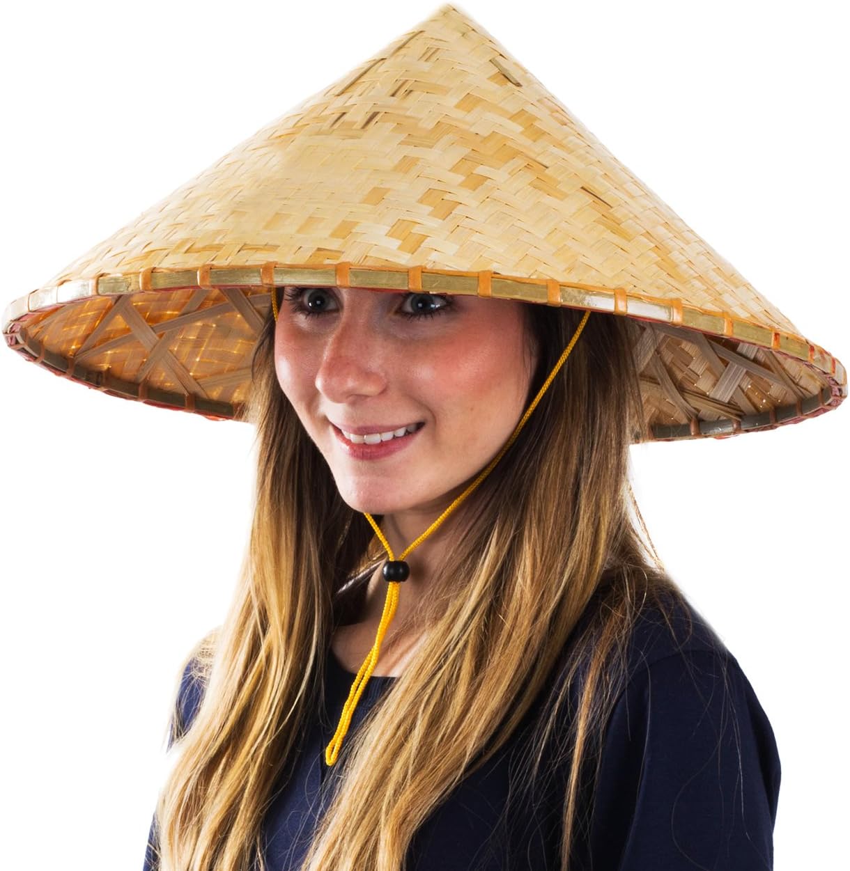 Funny Party Hats Sombrero oriental – Sombrero de bambú – Sombrero asiático – Sombrero chino – Sombrero japonés – Sombrero cónico – Sombrero de