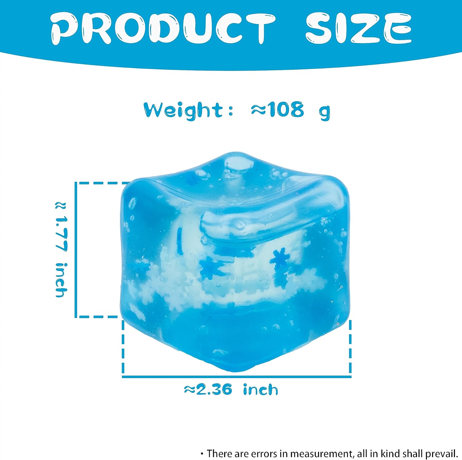 Cubo de hielo Squishy Juguetes TPR Transparente Bloque de Hielo Mochi Squishy Juguetes Fidget Pelotas Estrés para Adultos Juguete de Alivio del
