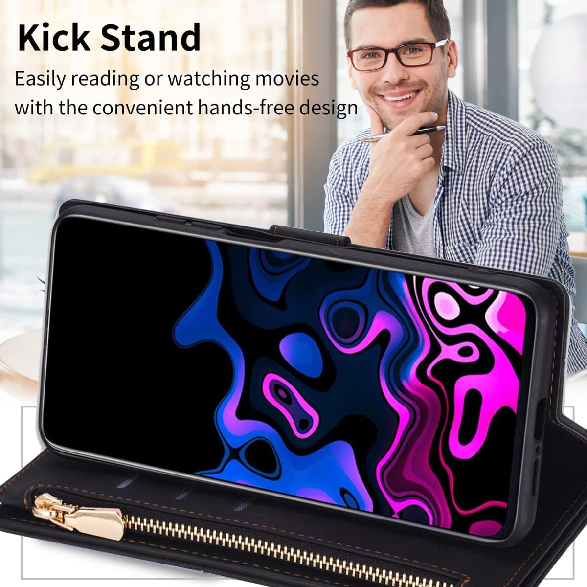 UEEBAI Funda tipo cartera para iPhone 7 Plus iPhone 8 Plus, funda vintage de piel sintética de alta calidad con ranuras para tarjetas, cierre