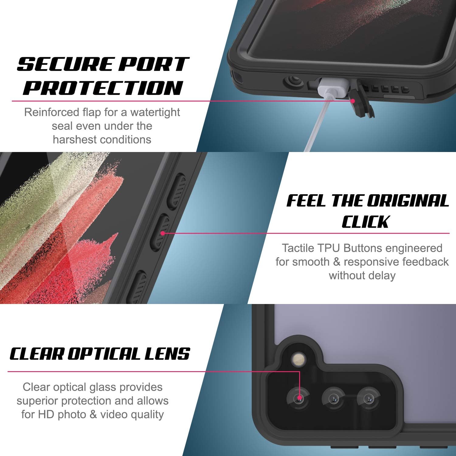 Punkcase Funda impermeable para Galaxy S21 serie extrema ajuste ajustado certificado IP68 a prueba de golpes a prueba de suciedad a prueba de nieve