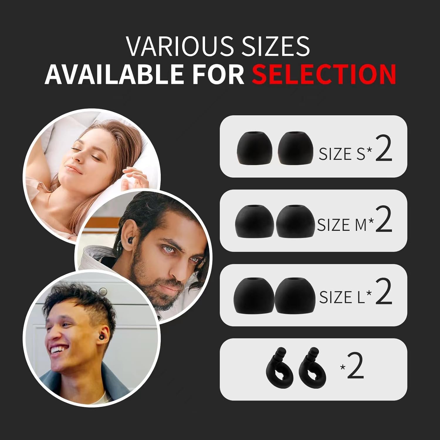 Tapones para los oídos ultra cómodos, de alta NRR 27 dB, ideales para dormir, estudiar, trabajar, viajes y conciertos, 3 tamaños de tapón para los