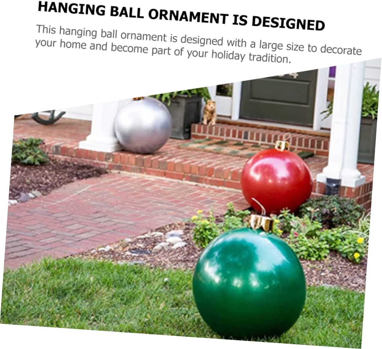 HOMSFOU 2 globos de Navidad, adorno de Navidad, decoración de Navidad, decoración de bolas grandes, adornos gigantes de Navidad al aire libre, bola
