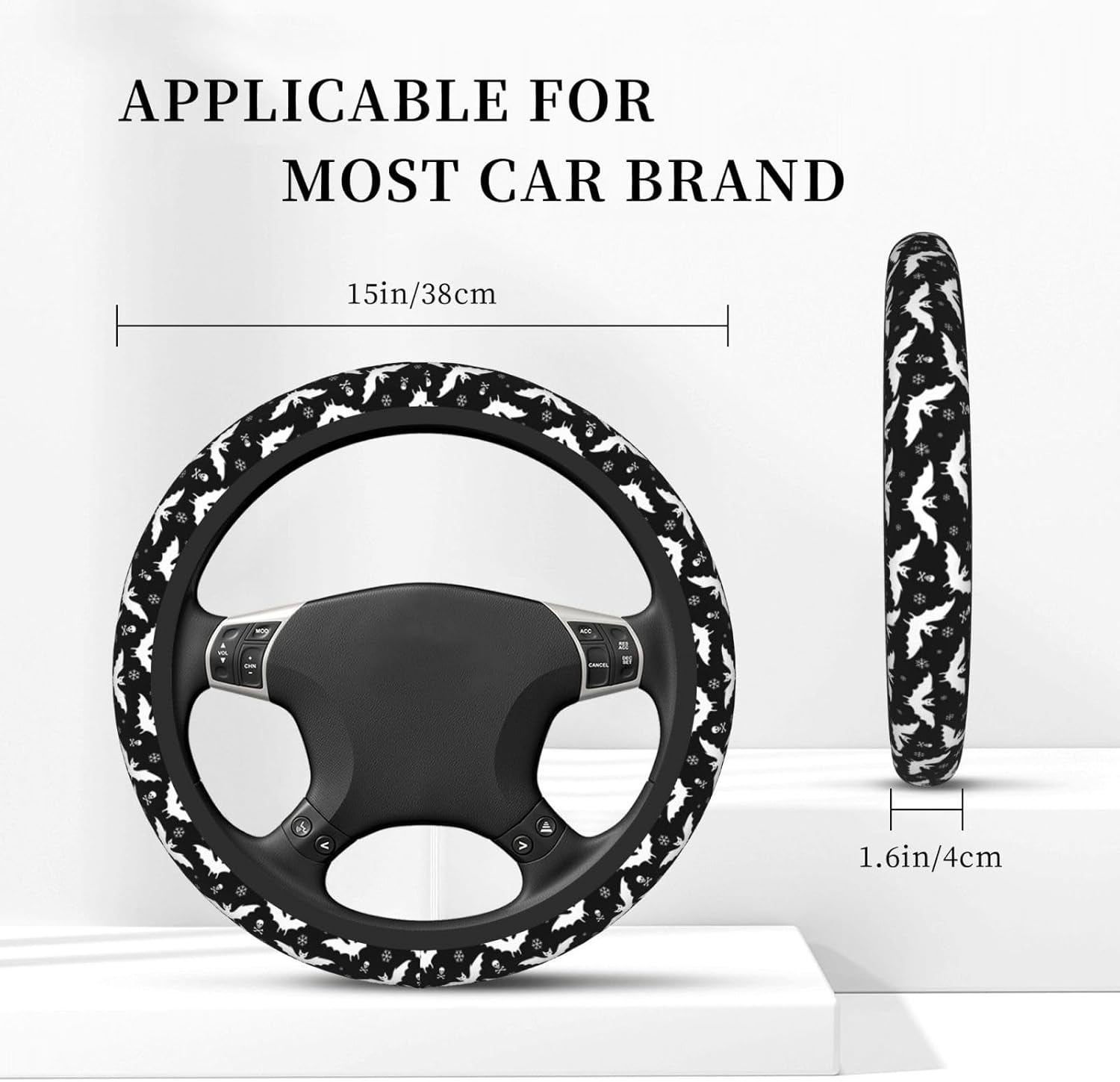 Funda universal para volante de Halloween de 15 pulgadas, accesorios de automóvil, protector para mujeres y hombres