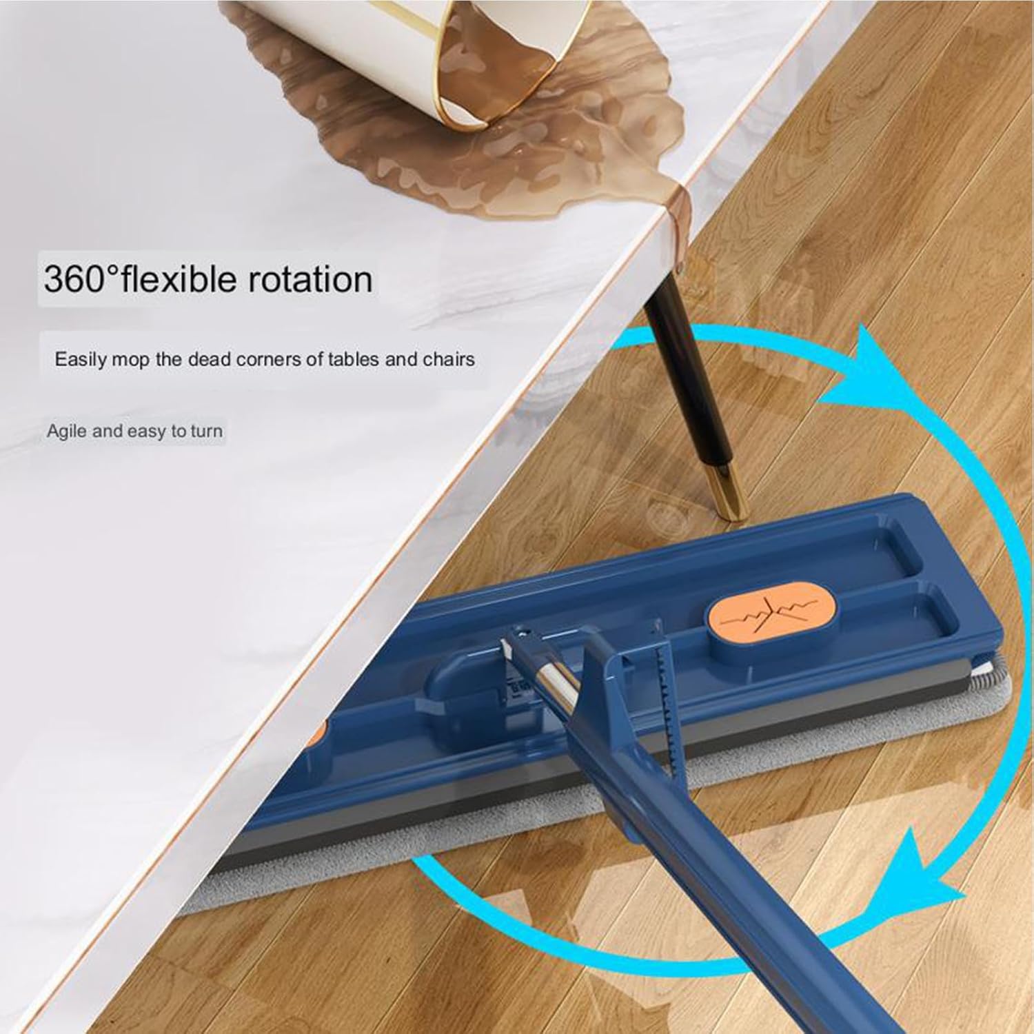 Goodergear – Trapeador de mano Goodergear, trapeador plano grande y sistema de cubo, color azul, 4 trapeadores