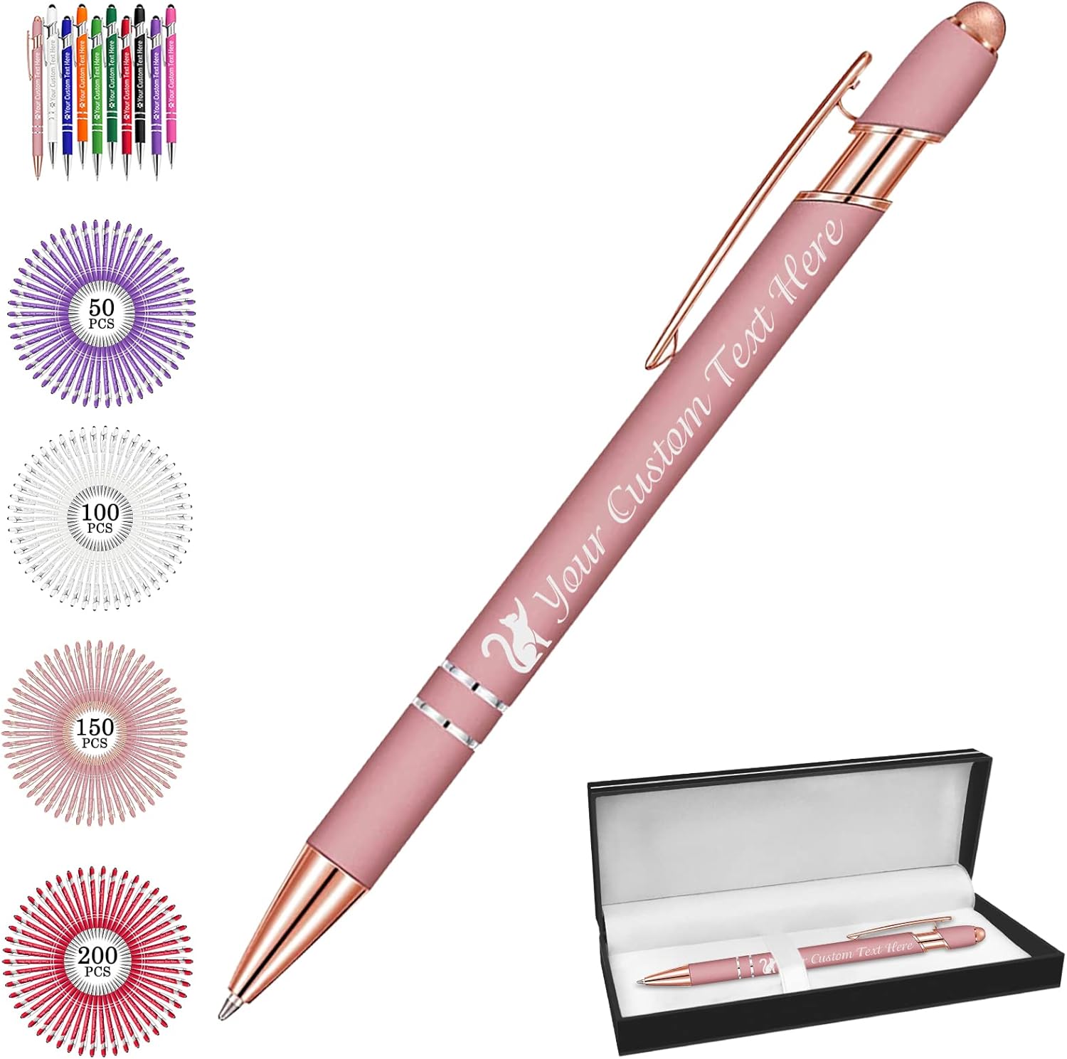 Bolígrafos personalizados grabados con texto con nombre, bolígrafo personalizado de escritura suave, regalos para hombres y mujeres, San Valentín,