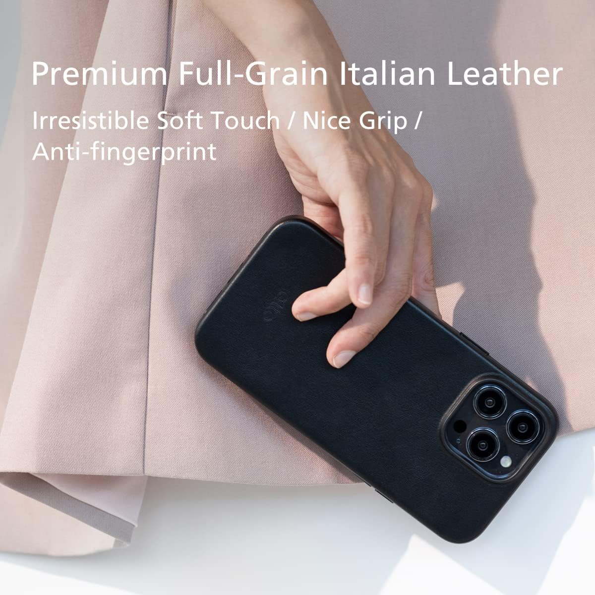alto Funda magnética de cuero diseñada para iPhone 14 Pro y MagSafe, serie CLOP funda protectora contra caídas de cuero italiano de primera calidad