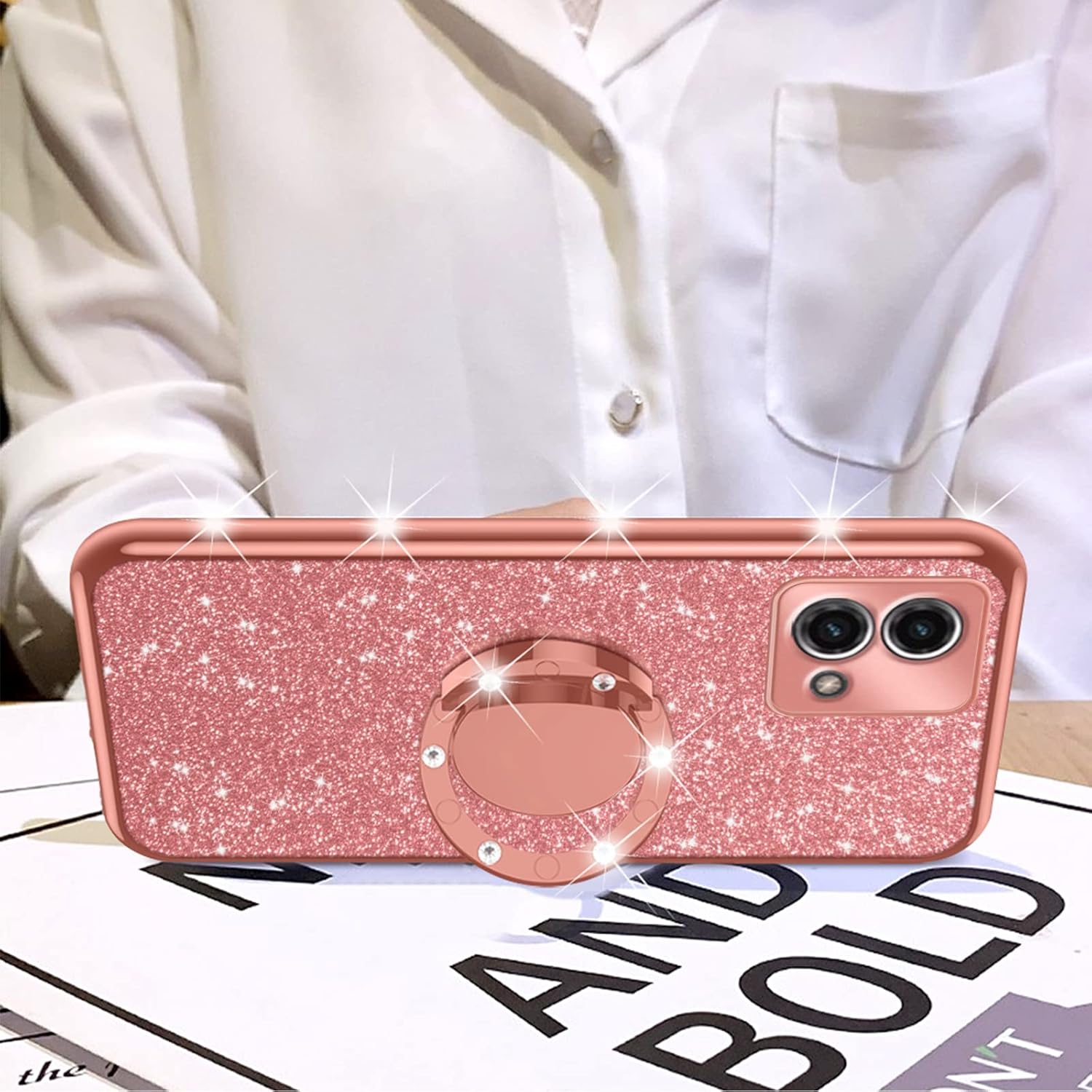 nancheng Funda para Motorola G Stylus 5G 2023 (no 4G), funda de teléfono para Moto G Stylus 5G 2023 con purpurina, bonita funda transparente de