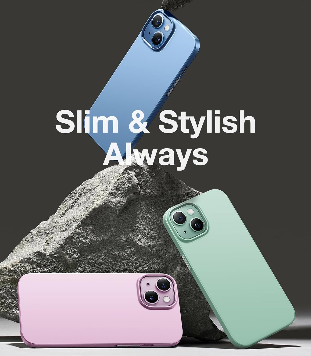 TORRAS Funda delgada diseñada para iPhone 15, Ultra delgada como sin funda tacto aterciopelado Funda protectora resistente con plástico duro