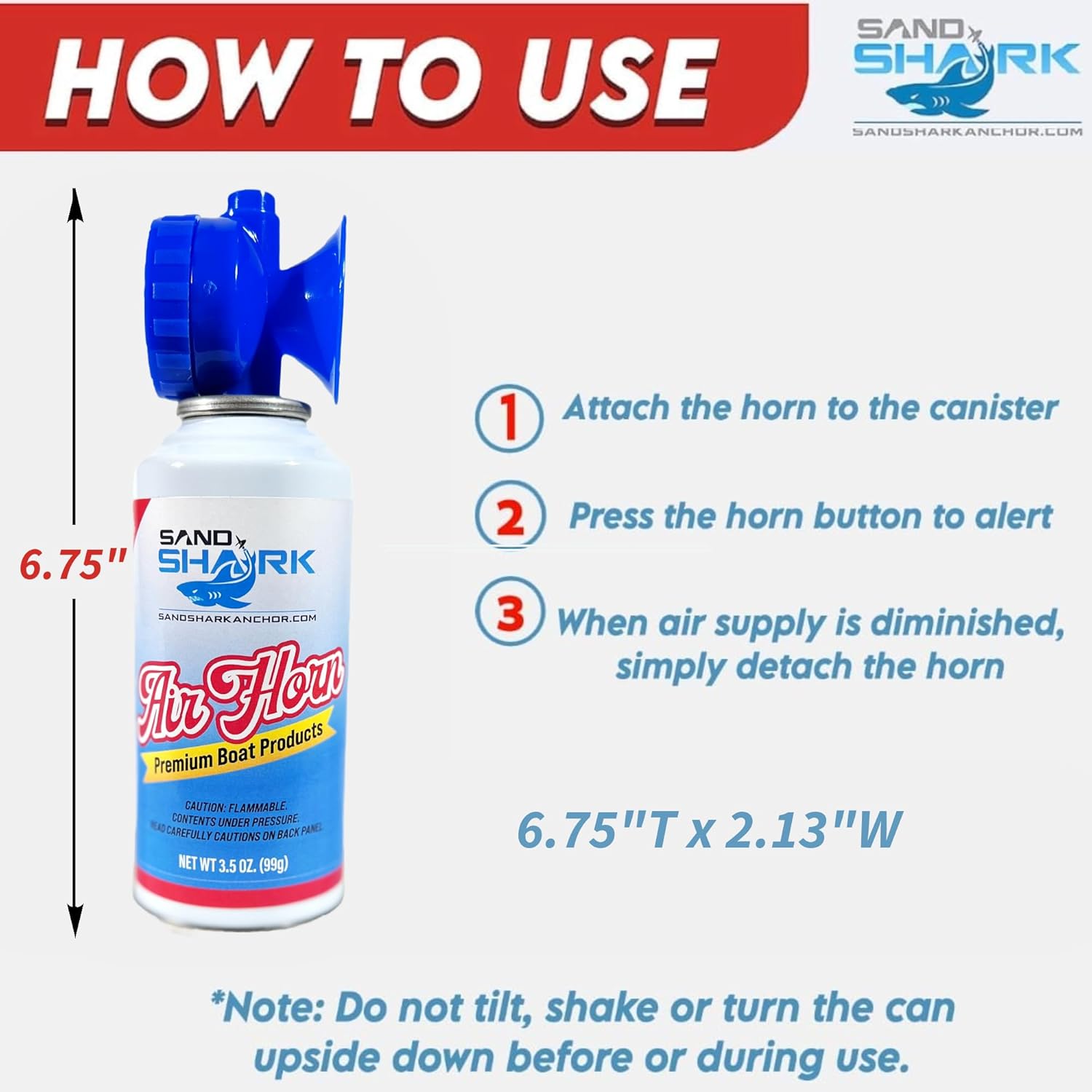 SandShark – Bote de mano de bocina de aire de alta calidad, comprimido y muy fuerte, aprobado por la guardia costera, uso de emergencia para