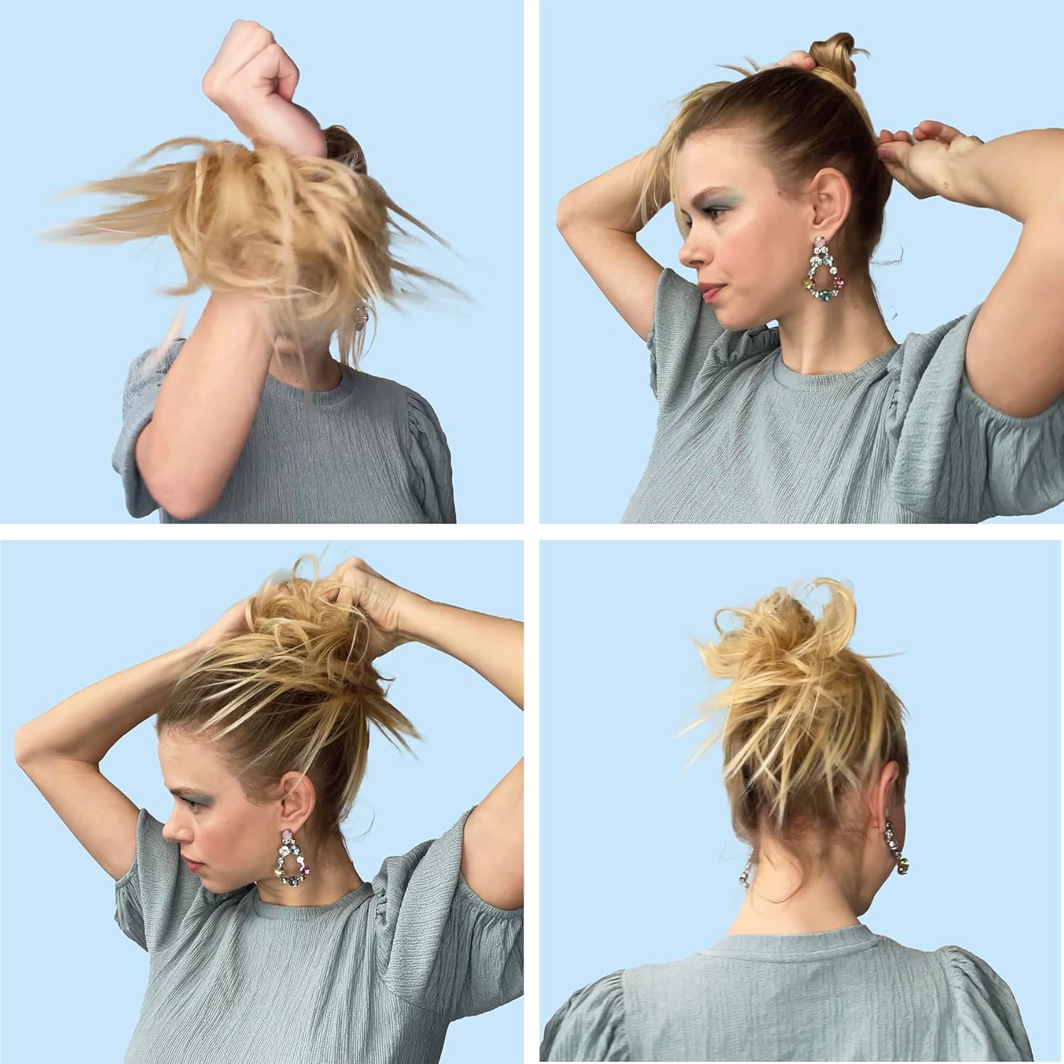 CAISHA Prettyshop – Banda elástica grande XXL tipo postizo de cabello trenzado apenas ondulado, ideal para peinados recogidos o rodetes desaliñados,