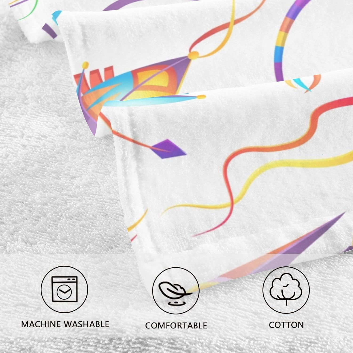 ZOEO Juego de 2 toallas de mano de baño coloridas de cometas, toallas absorbentes de algodón suave y transpirable, para baño, cocina, hotel, spa,