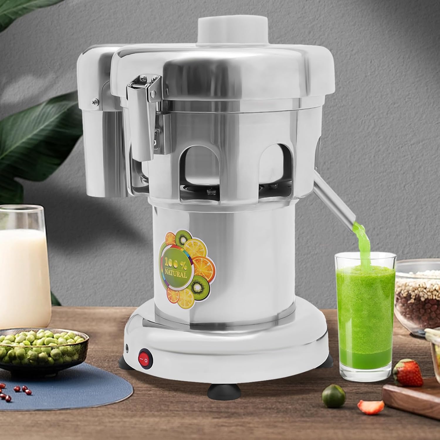 Exprimidor comercial de frutas 110 V Extractor de jugo de frutas y verduras Exprimidor de 370 W Acero inoxidable construido resistente fruta