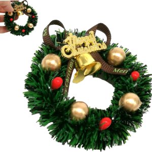 Casa de muñecas, árbol de Navidad, corona de Navidad de casa de muñecas, 2.36 pulgadas, 112, mini coronas artificiales de Navidad, adornos para casa Casa de muñecas, árbol de Navidad, corona de Navidad de casa de muñecas, 2.36 pulgadas, 112, mini coronas artificiales de Navidad, adornos para casa