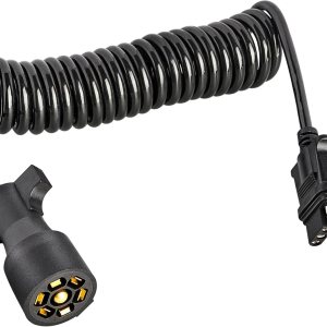 Oyviny Adaptador de remolque en espiral plano de 7 vías a 4 vías, 10.5 pies, coleta en espiral de 7 pines a 4 pines con cubierta antipolvo, chaqueta Oyviny Adaptador de remolque en espiral plano de 7 vías a 4 vías, 10.5 pies, coleta en espiral de 7 pines a 4 pines con cubierta antipolvo, chaqueta