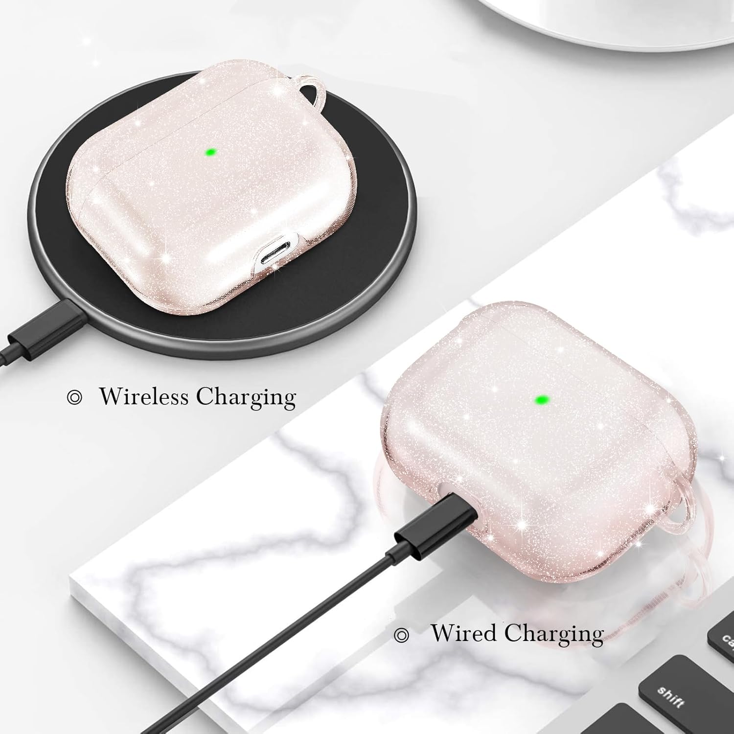 AIRSPO Funda para Airpods 3, funda protectora de TPU suave y transparente compatible con Apple AirPods de 3 generación, funda de carga inalámbrica