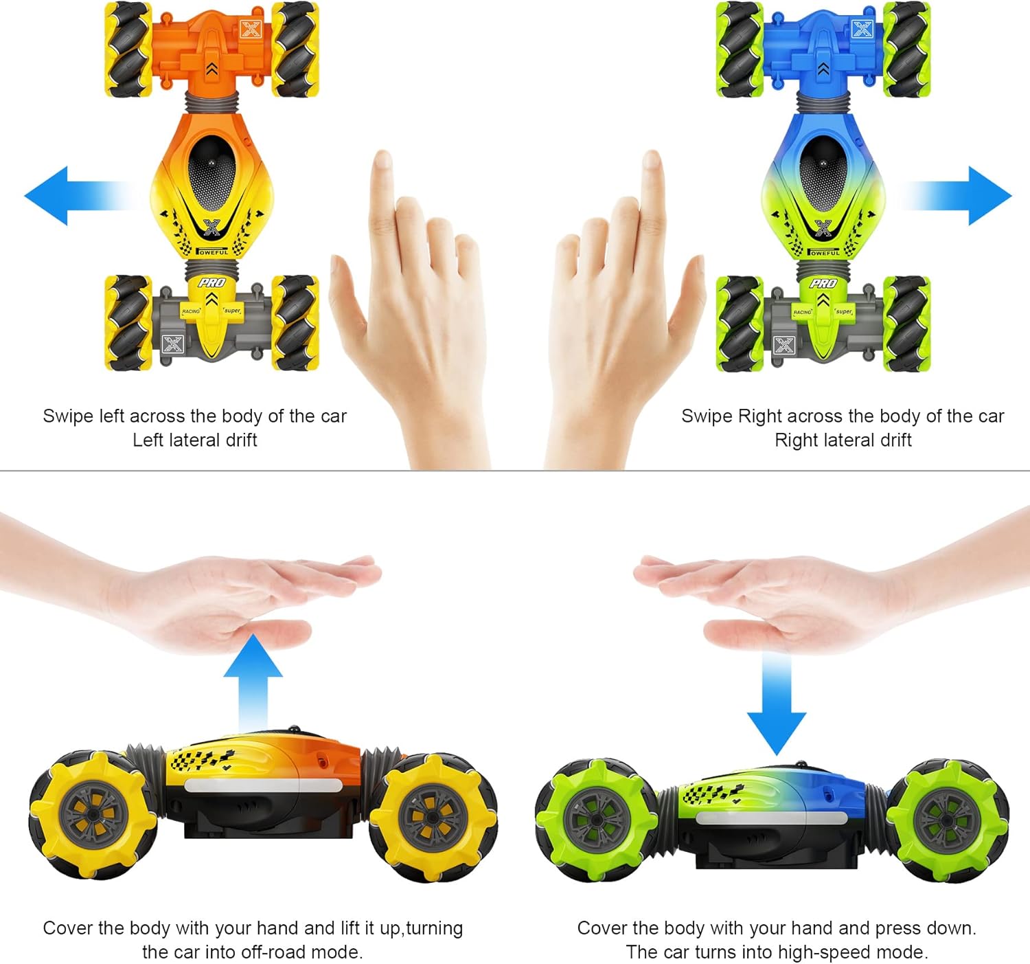 Coches de control remoto 4WD Gesture y dinosaurio de control remoto 2WD, 2.4 G, control remoto, giro todoterreno, barcos a control remoto, juguetes