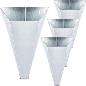 4 unidades de conos de retención de aves de corral de acero galvanizado mediano, cono de embudo de parte trasera plana, cono de pollo para matar 4 unidades de conos de retención de aves de corral de acero galvanizado mediano, cono de embudo de parte trasera plana, cono de pollo para matar
