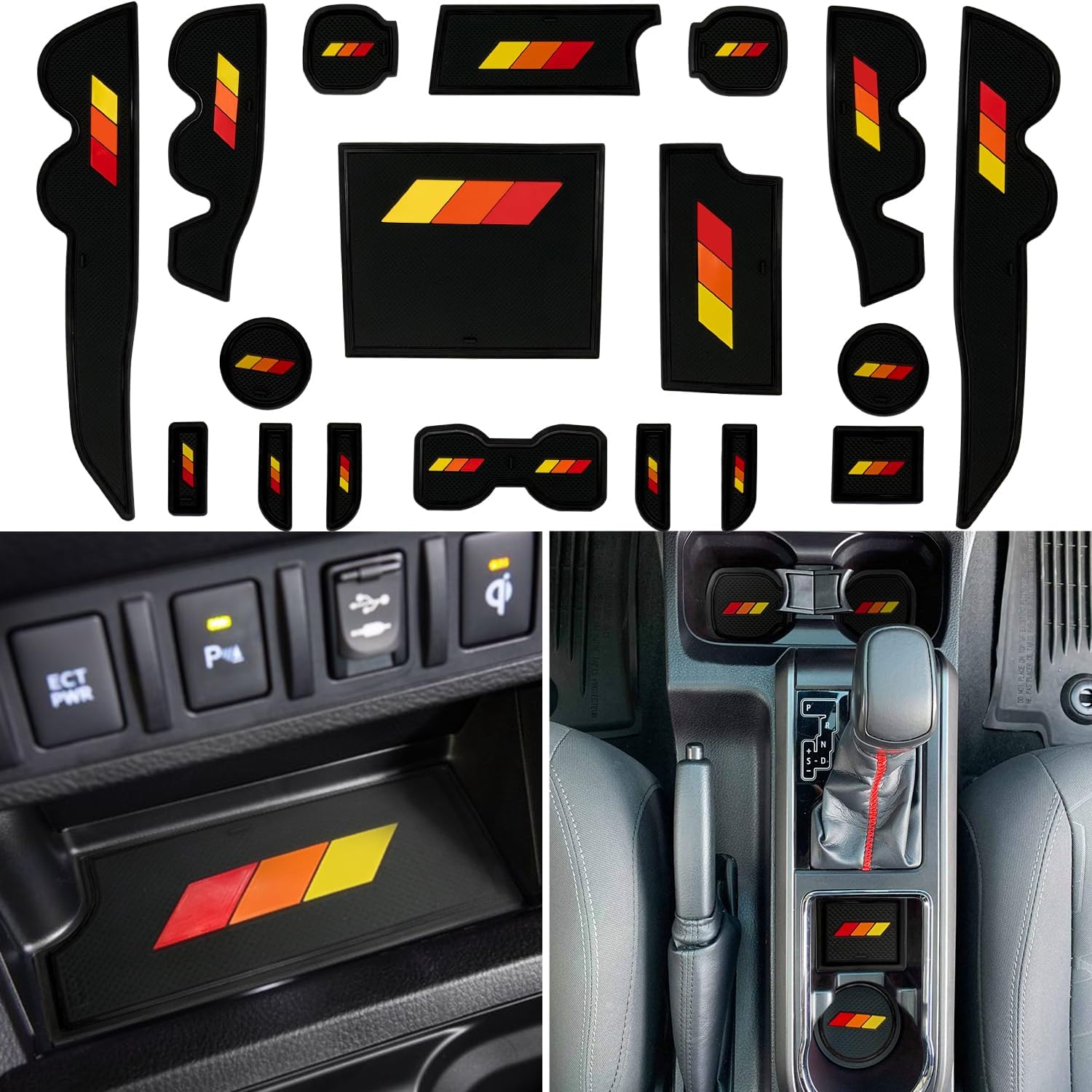 Forro de consola central para Toyota Tacoma Accesorios 2016 2017 2018 2019 2020 2021 2022 2023 Inserto para portavasos de cabina doble, almohadilla