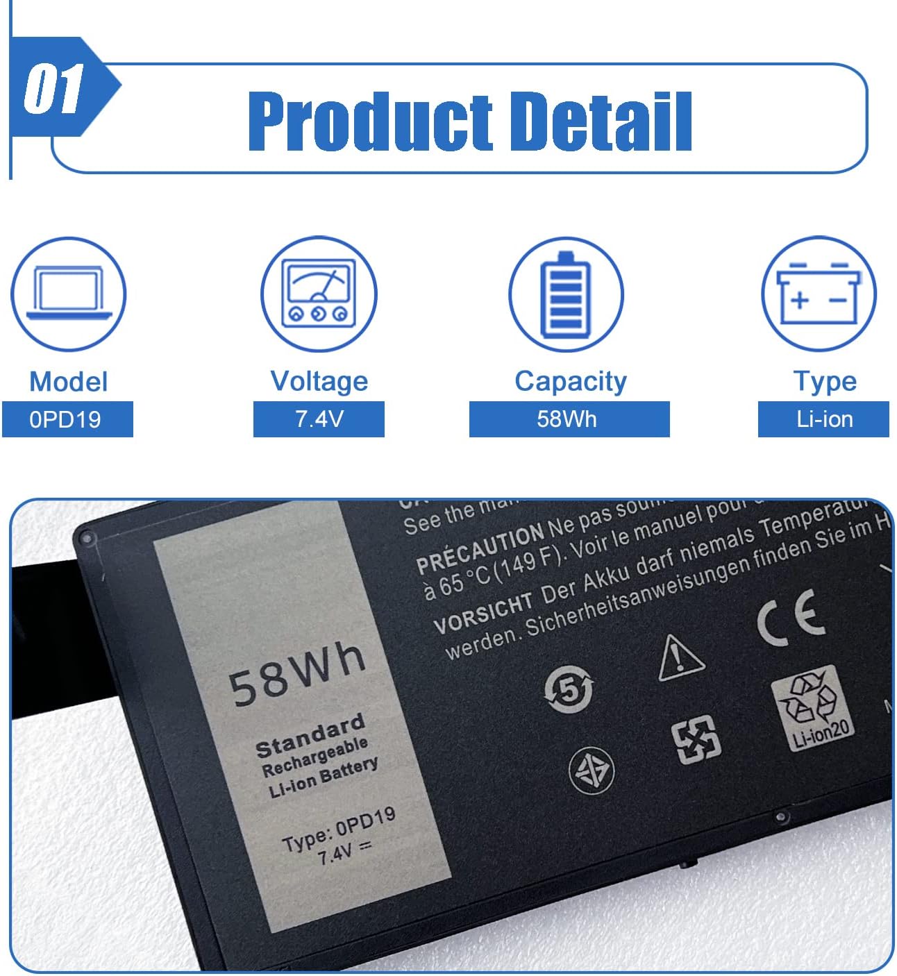 Dentsing OPD19 – Batería para laptop para DELL Inspiron 14, 5442, 14, 5443, 14, 5445, 14, 5447, 14, 5448, 14, 547, 15, 5542, 5543, 5545, 5547, 15,