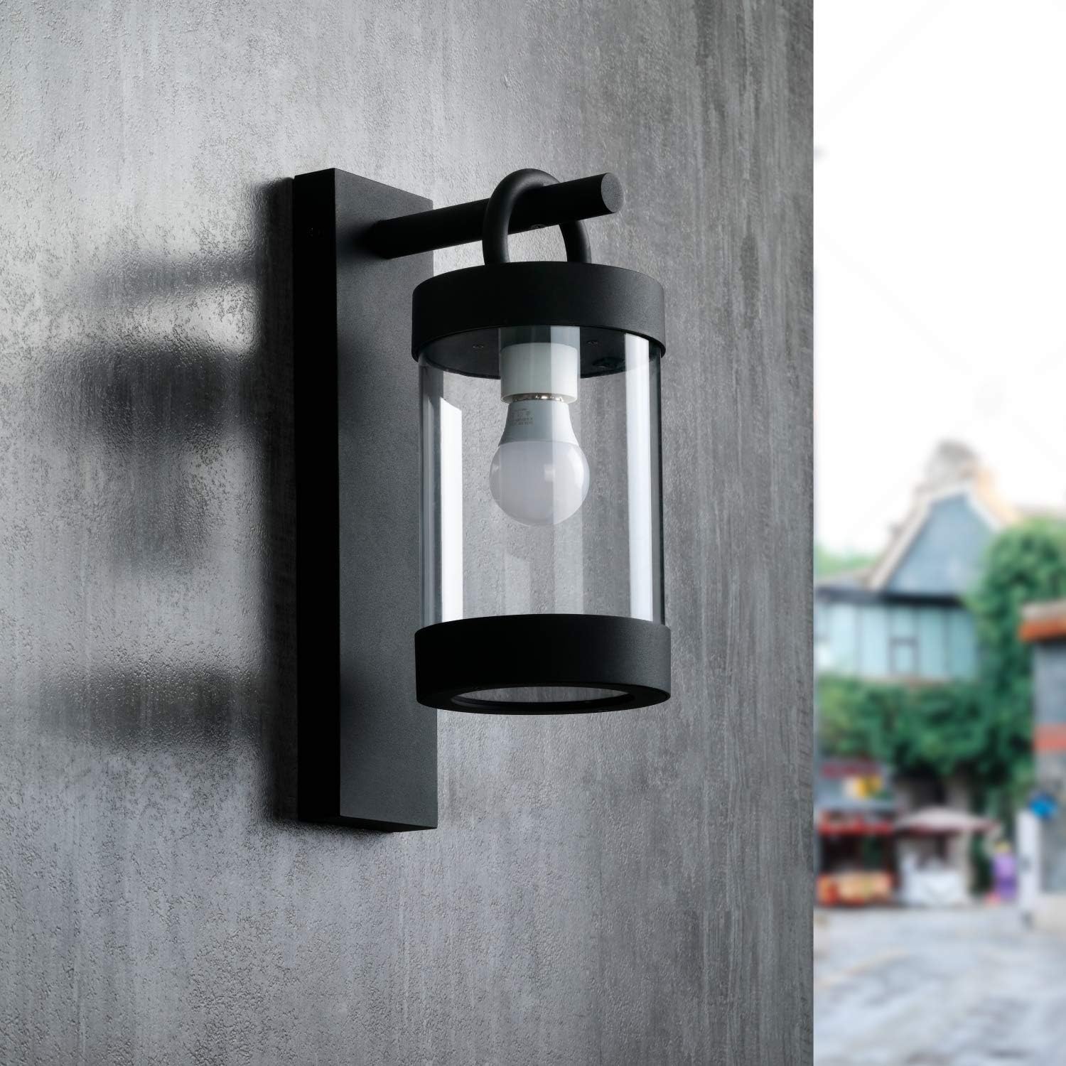 Lámparas de exterior del anochecer al amanecer para casa, E26 moderna luz exterior para porche, impermeable, linterna de montaje en pared para