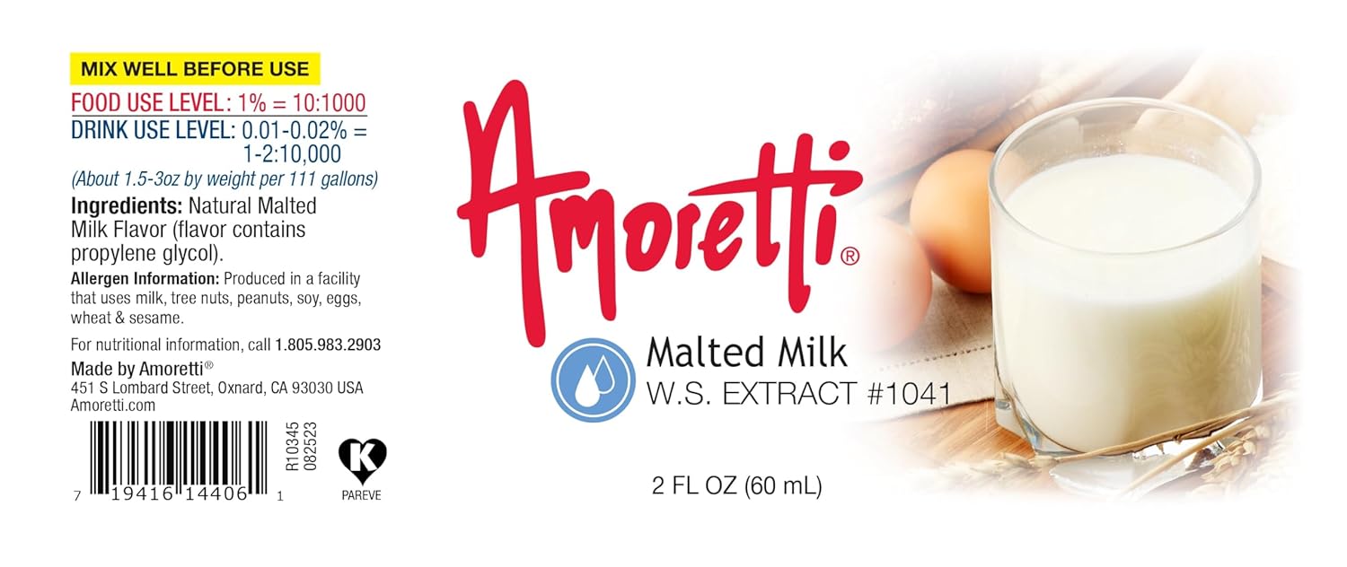 Amoretti – Extracto de leche malteada soluble en agua de 2 onzas – Altamente concentrado y perfecto para pasteles, salados, elaboración de cerveza y