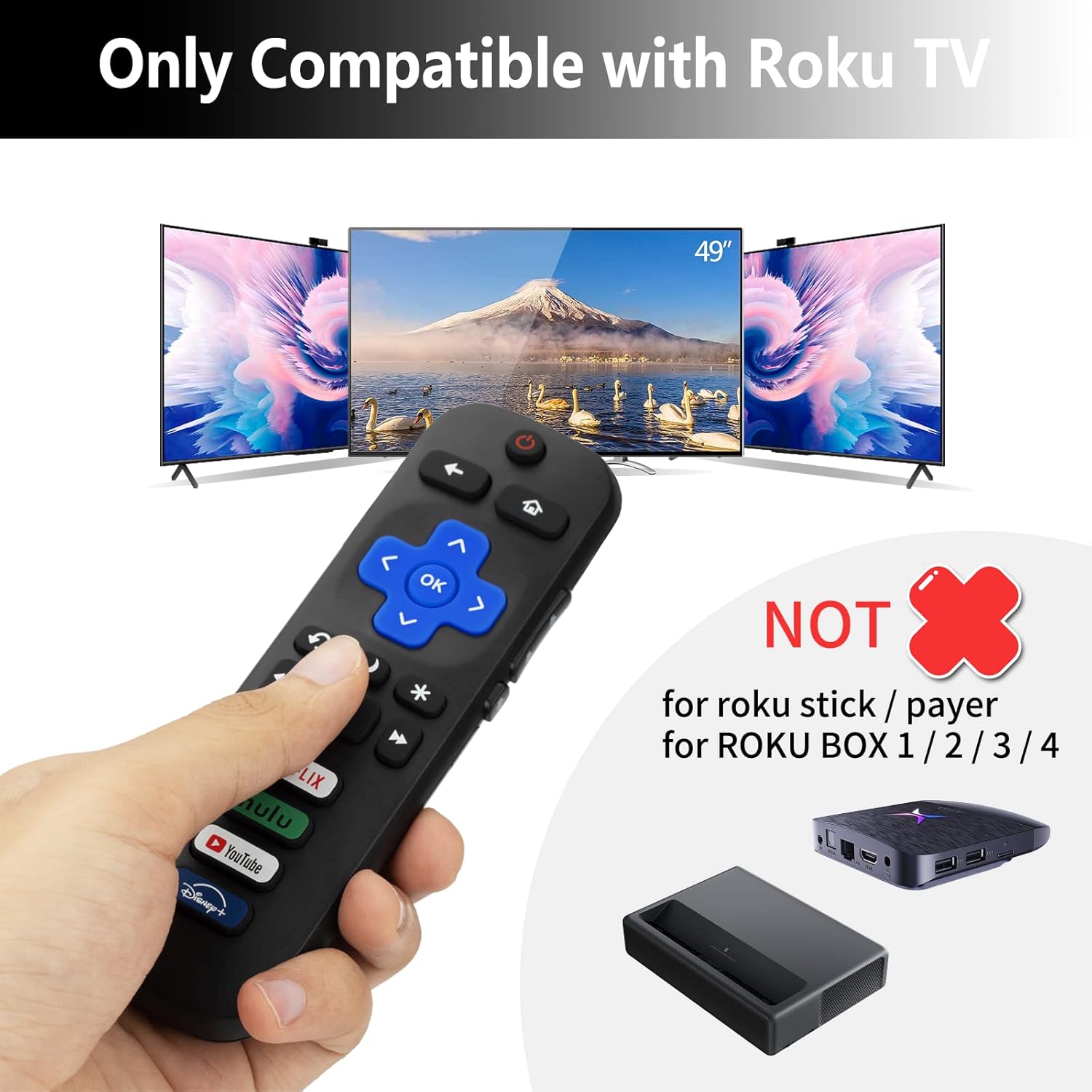 Nuevo control remoto universal de TV compatible solo para televisores Roku, compatible con televisores TCL RokuHisense RokuOnn Roku (no para Roku