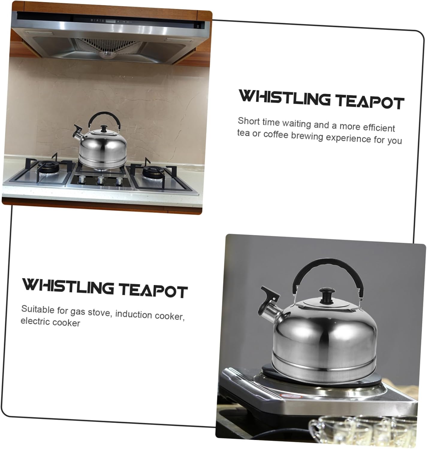 NOLITOY Olla de sonido para camping, tetera para acampar, hervidor de hervidor, silbato fuerte, tetera, silbido, tetera, tetera de acero inoxidable,