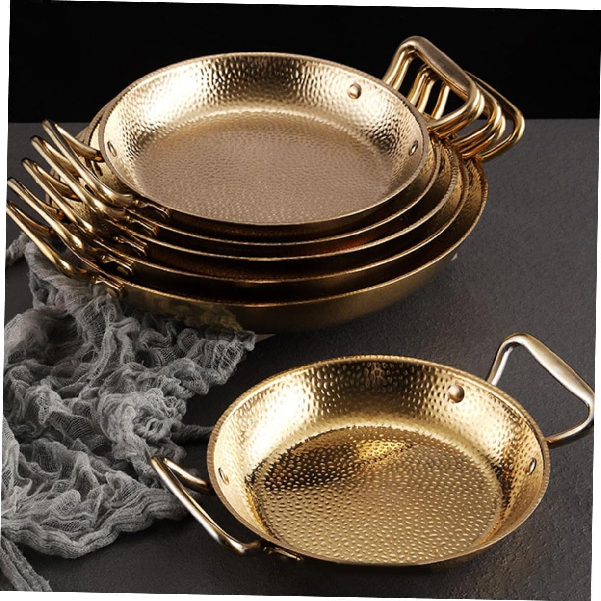 Orejas dobles Sukiyaki Olla de hierro fundido Sartén de Paella Española Caldero de hierro fundido Pan para servir alimentos Cocina Olla de Fondue