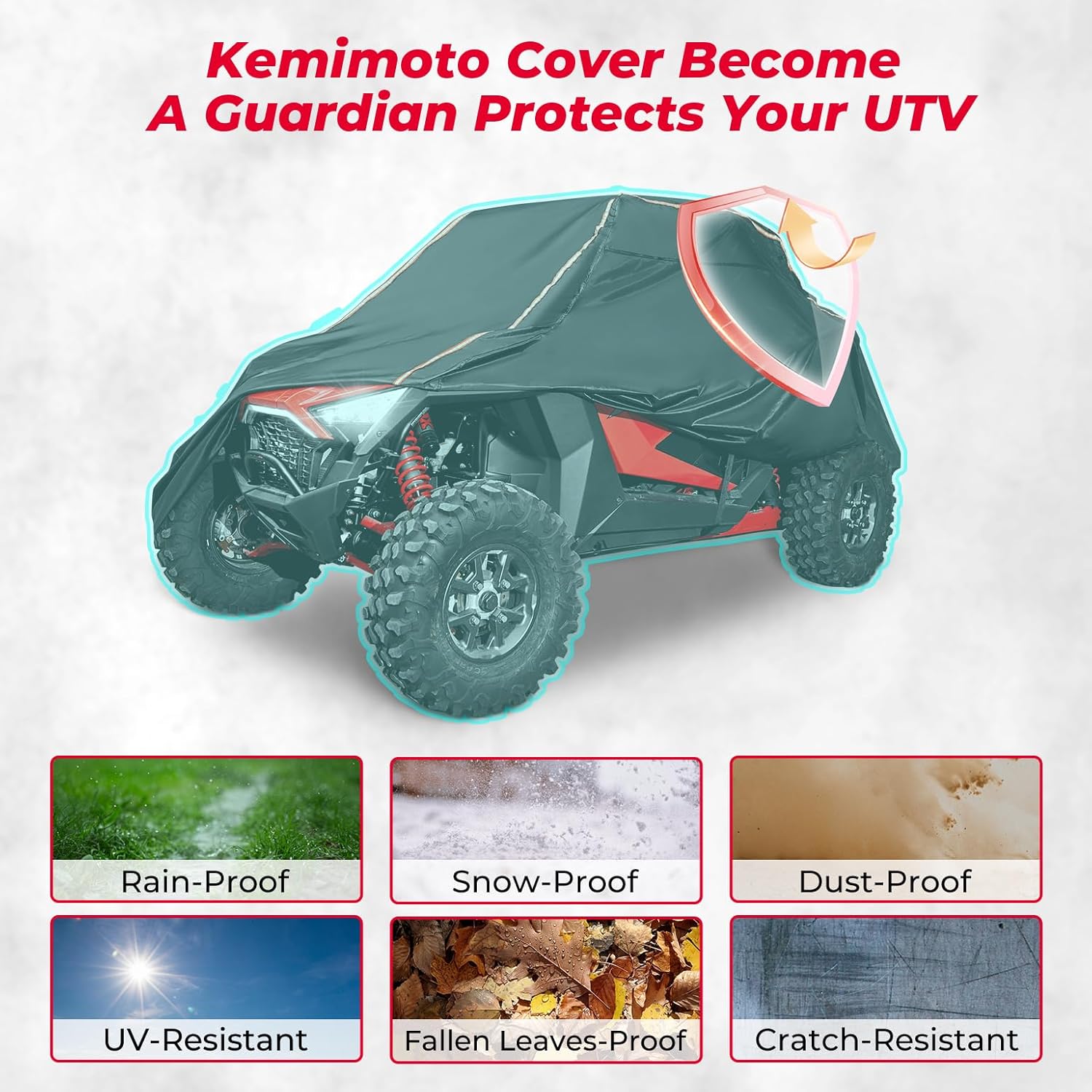 Funda RZR PRO XP, KEMIMOTO para UTV, impermeable, para todo tipo de clima, con tiras reflectantes, compatible con Polaris, Can-Am, Kawasaki, CFMOTO,