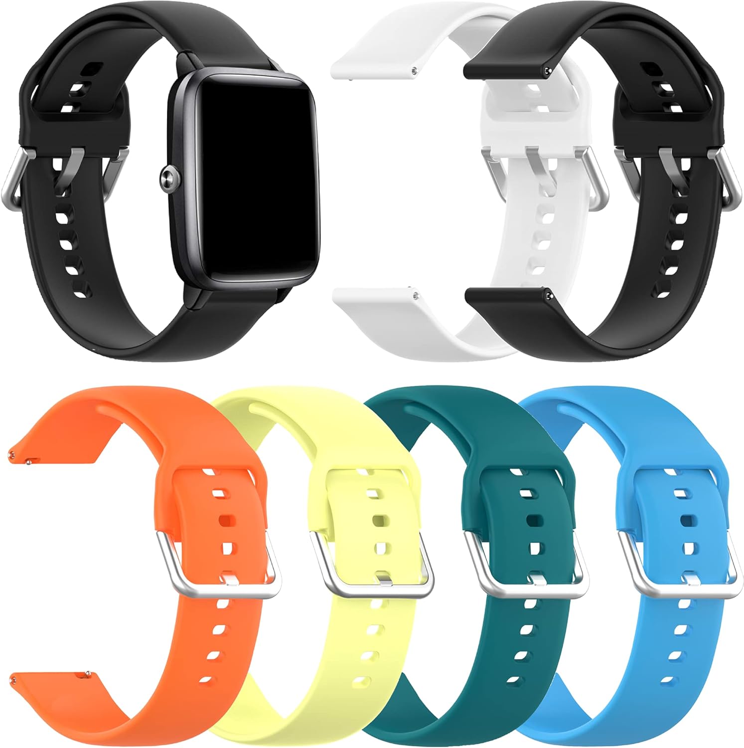 ECSEM – Correa de reloj inteligente compatible con Popglory P22, correa de repuesto ajustable de silicona transpirable, correa deportiva para