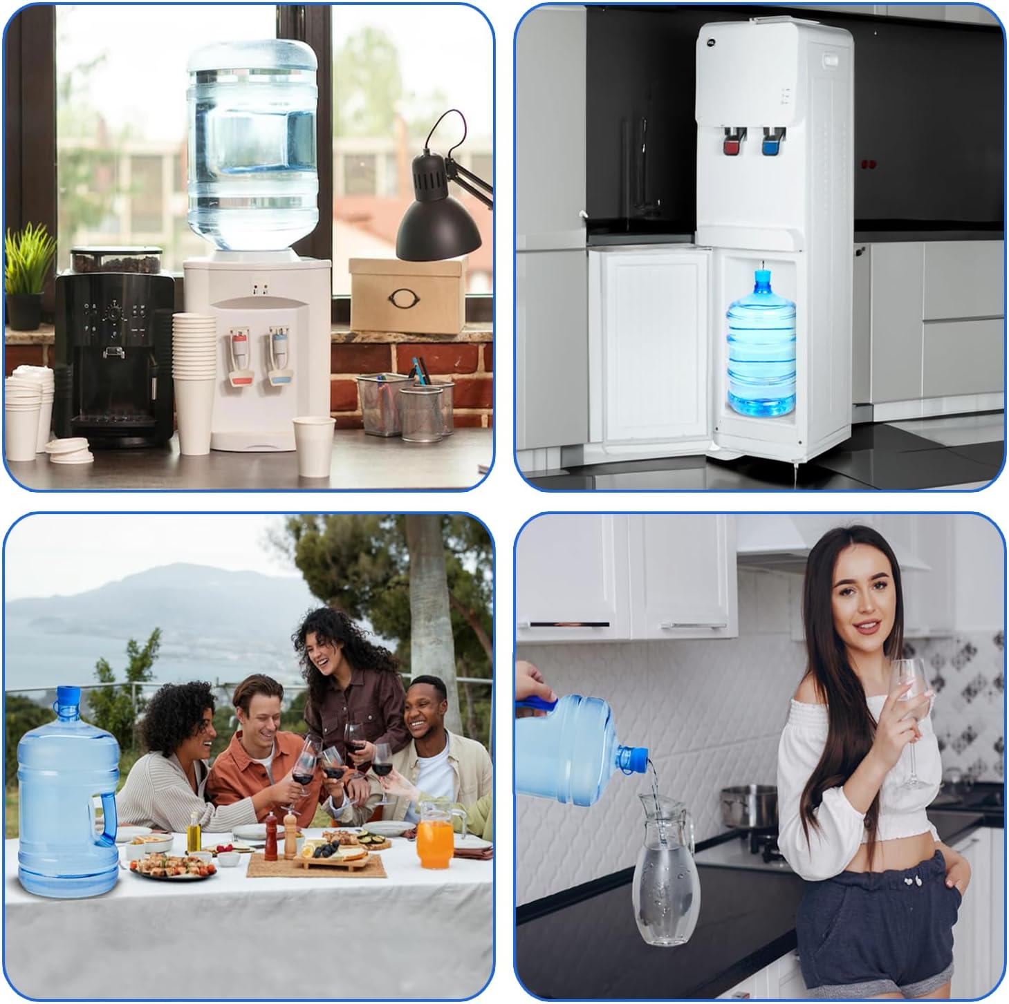 EBOS 5G-111 – Tapa para jarra de agua de 3 y 5 galones, tapa de botella de agua reutilizable, tapa de repuesto de silicona antiderrames, botellas de