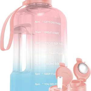 AQUAFIT Botella de agua de 1 galón con marcador de tiempo, botella de agua de 128 onzas con popote, botella de agua para el gimnasio, botella de AQUAFIT Botella de agua de 1 galón con marcador de tiempo, botella de agua de 128 onzas con popote, botella de agua para el gimnasio, botella de