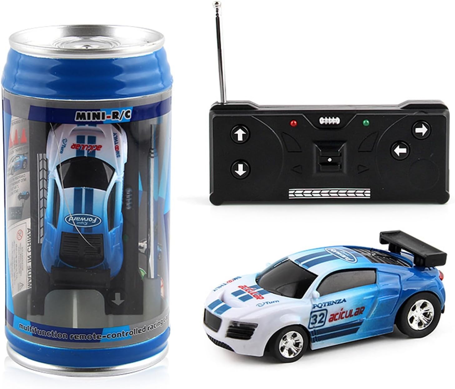 1 juego de coches de control remoto con barricadas de carreteras, mini latas de control remoto, diseño creativo de simulación de carreras de juguete
