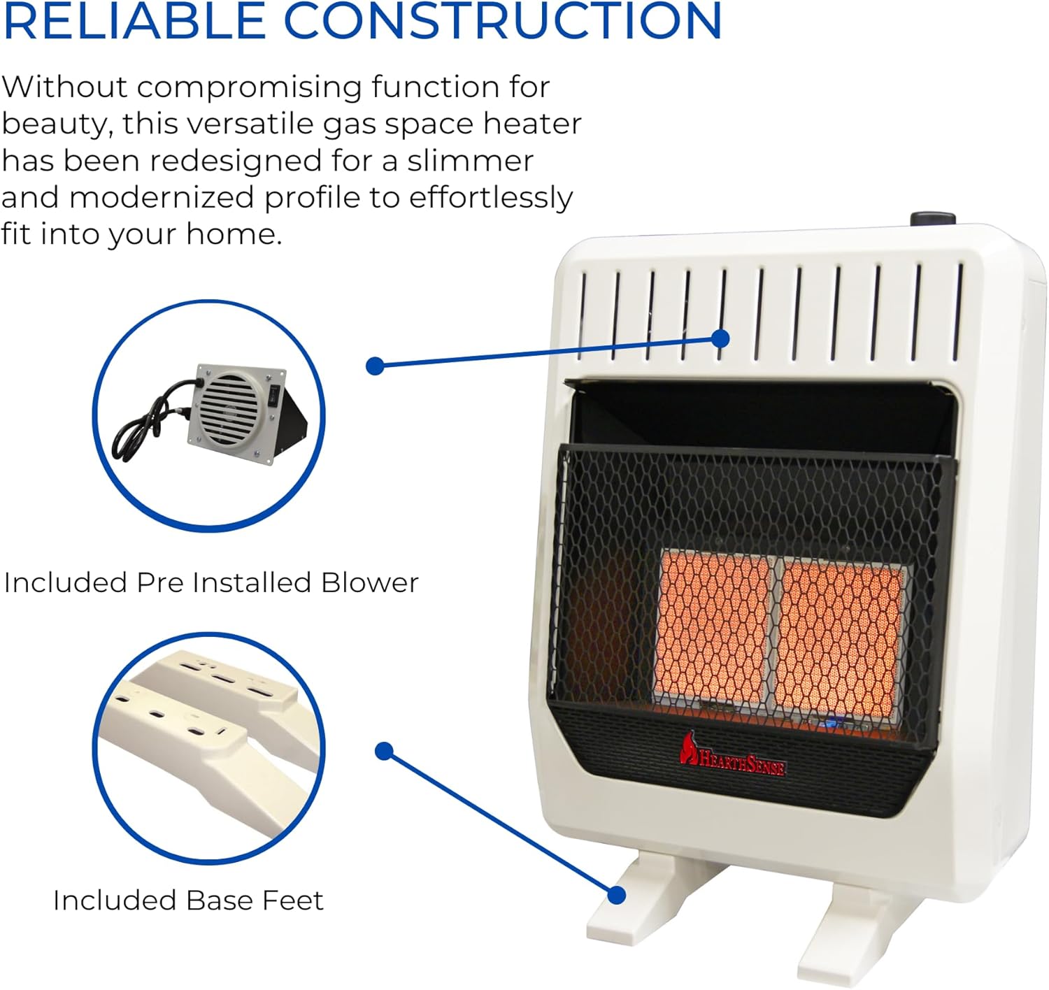 IR16T-BB Calentador infrarrojo de combustible dual sin ventilación con control de termostato para uso doméstico y oficina, 20000 BTU, calienta hasta
