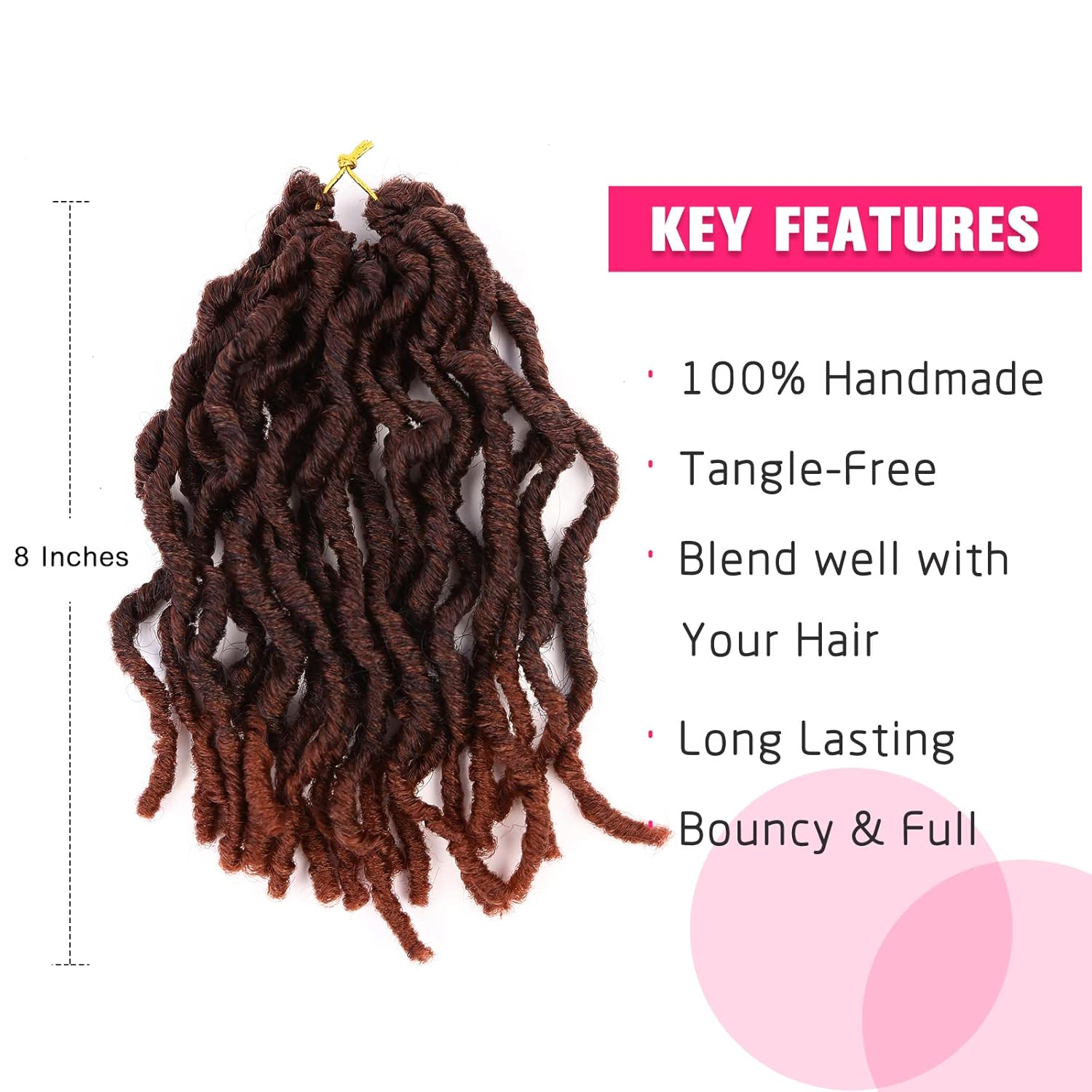 FAVE 120 mechones de pelo sintético de ganchillo de 8 pulgadas, rastas suaves preenrolladas, rastas cortas trenzadas, cabello trenzado de ganchillo