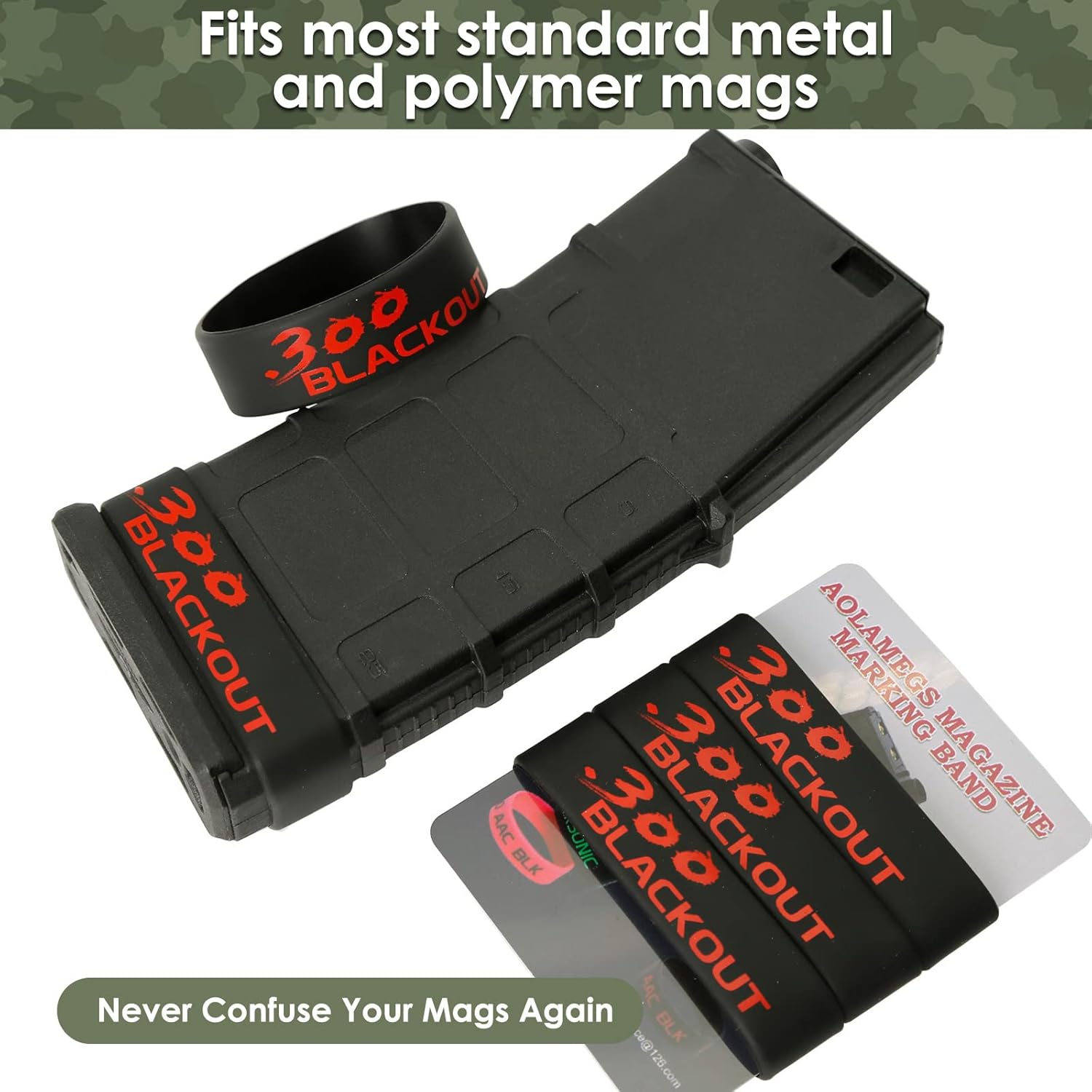 Aolamegs Paquete de 510 bandas para revistas, 5.56 OTAN, 300 apagones, 300 Subsonic, .223 Remington, .308 Winchester, 7.62 x 39, bandas de silicona