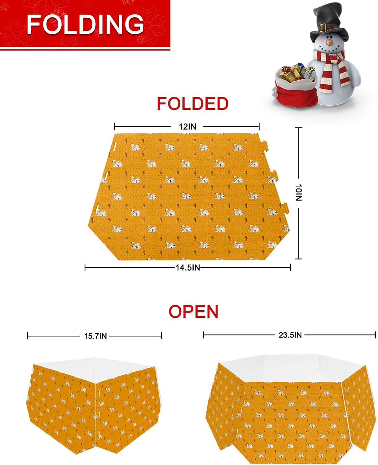 Christmas Tree Collar 4PCS-14.5″x 10″, Christmas Tree Ring Camel and Cactus on Polka Dot Background Christmas Tree Stands Skirts Base Covers for