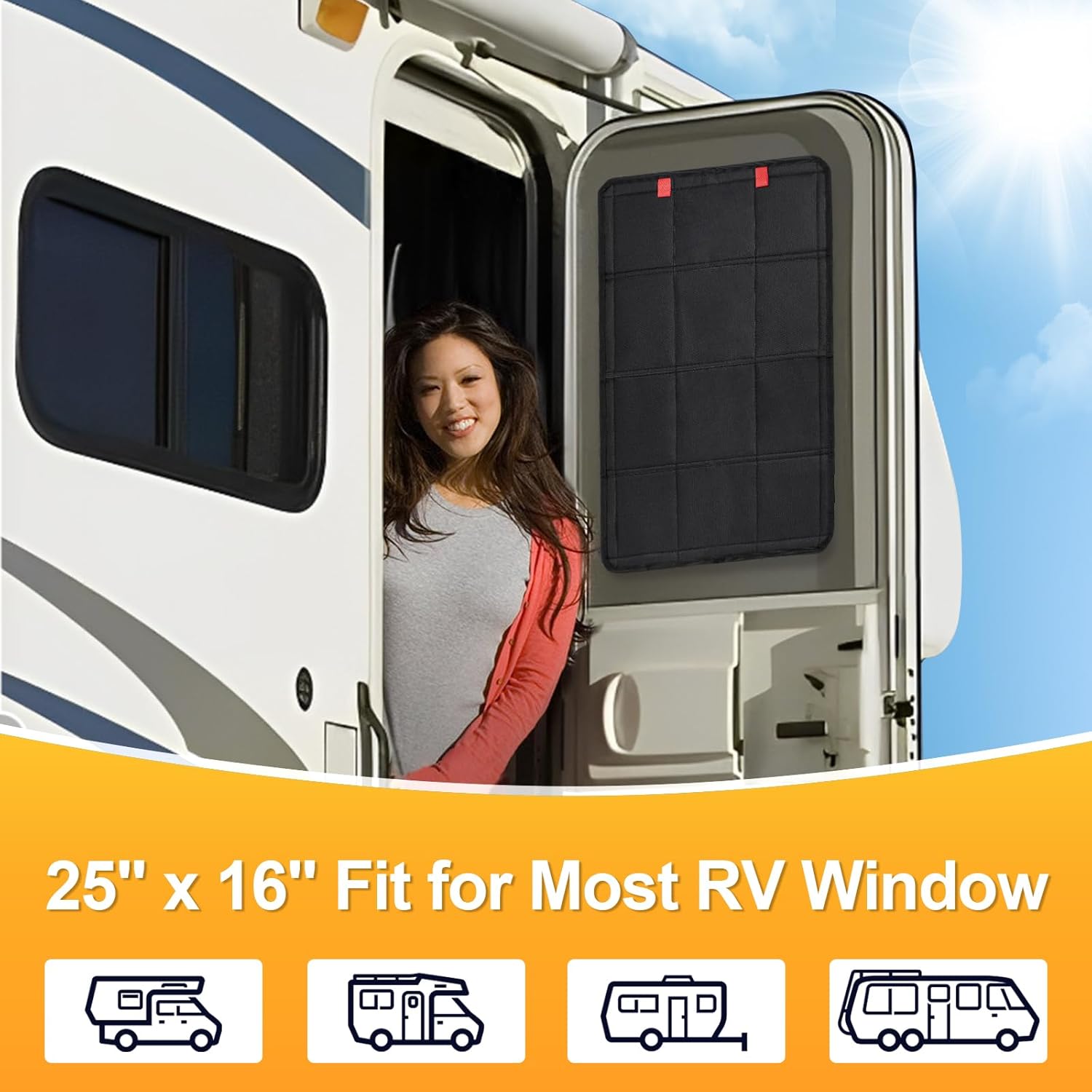 Spurtar Persiana magnética opaca para ventana de puerta de autocaravana, 25 x 16 pulgadas, accesorios de RV para interior, cubierta opaca para