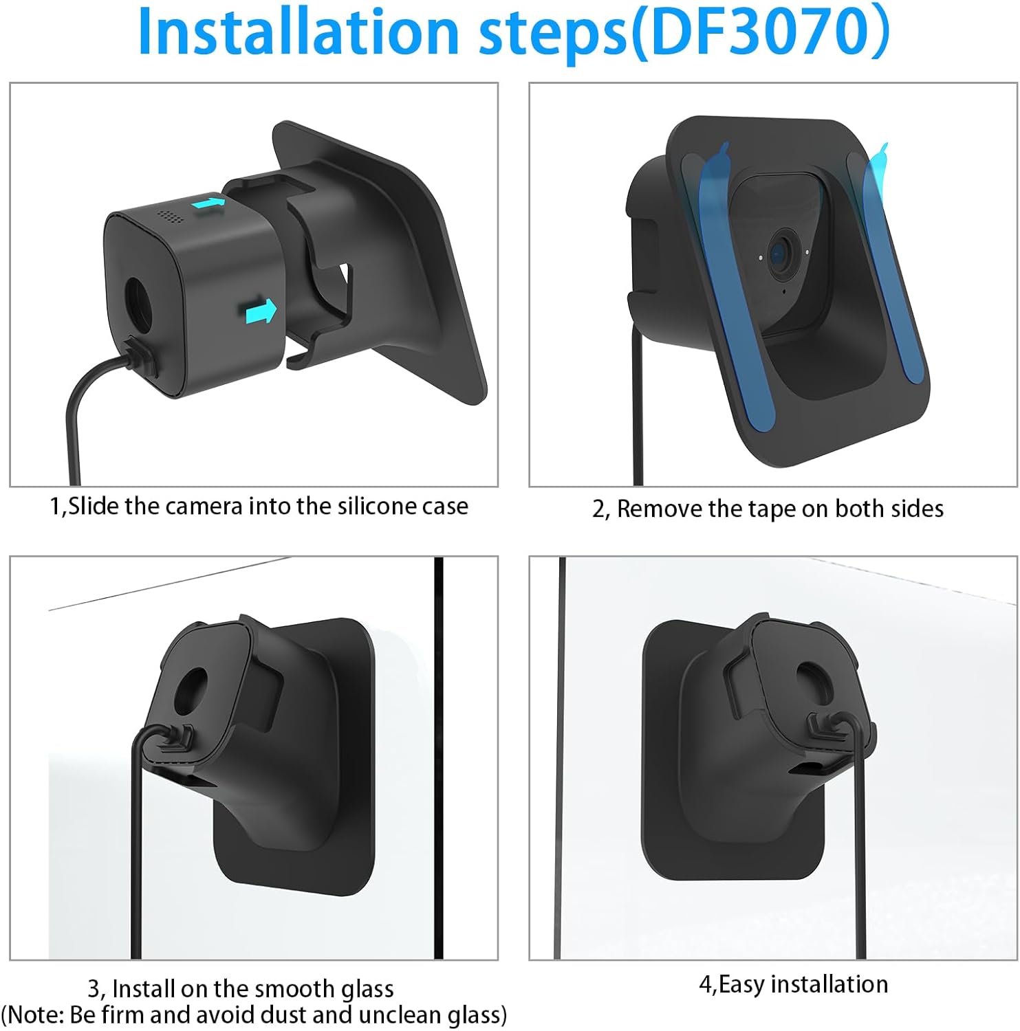 HOLACA Soporte de ventana para Blink MiniBlink Mini2, inclinación de 20 grados (arribaabajoizquierdaderecha) Soporte de montaje flexible adhesivo