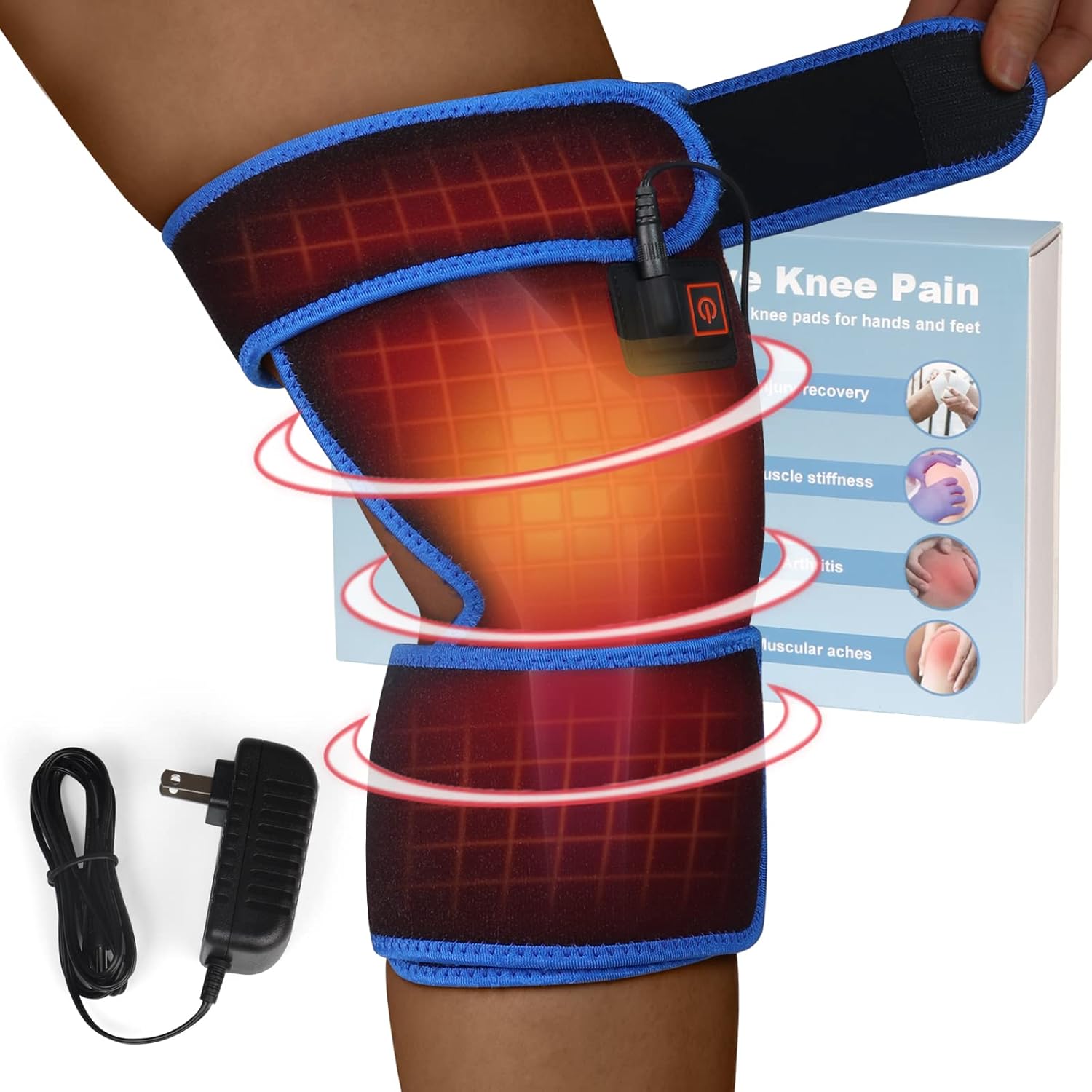 Almohadilla térmica para rodilla, rodillera calentada para hombres y mujeres, almohadilla de alivio del dolor para rodilla, hombro, codo, cirugía de