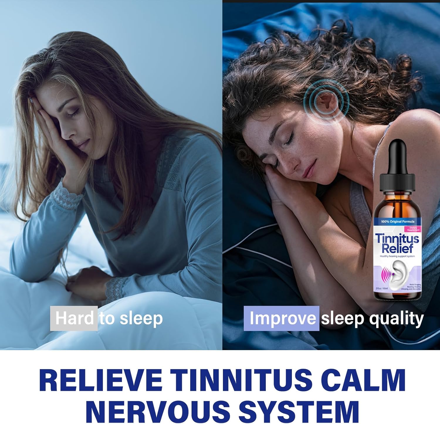 Alivio de tinnitus para oídos zumbidos, fórmula herbaria natural, gotas de alivio para el oído, aceite de tinnitus alivia eficazmente el dolor de
