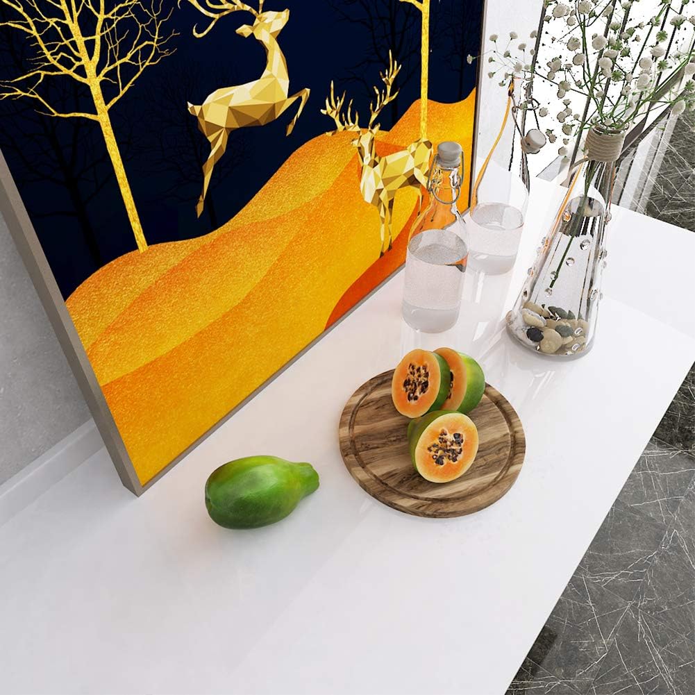 LaCheery Papel tapiz blanco brillante de 15.8 x 394 pulgadas, para pegar y despegar, papel de contacto para gabinete de cocina, papel de vinilo